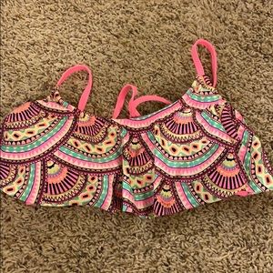 pink patterned flowy swim suit top